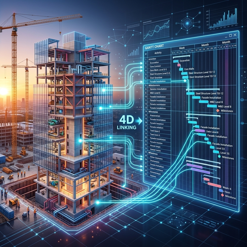Revit to Navisworks 4D BIM Linking Gantt Chart