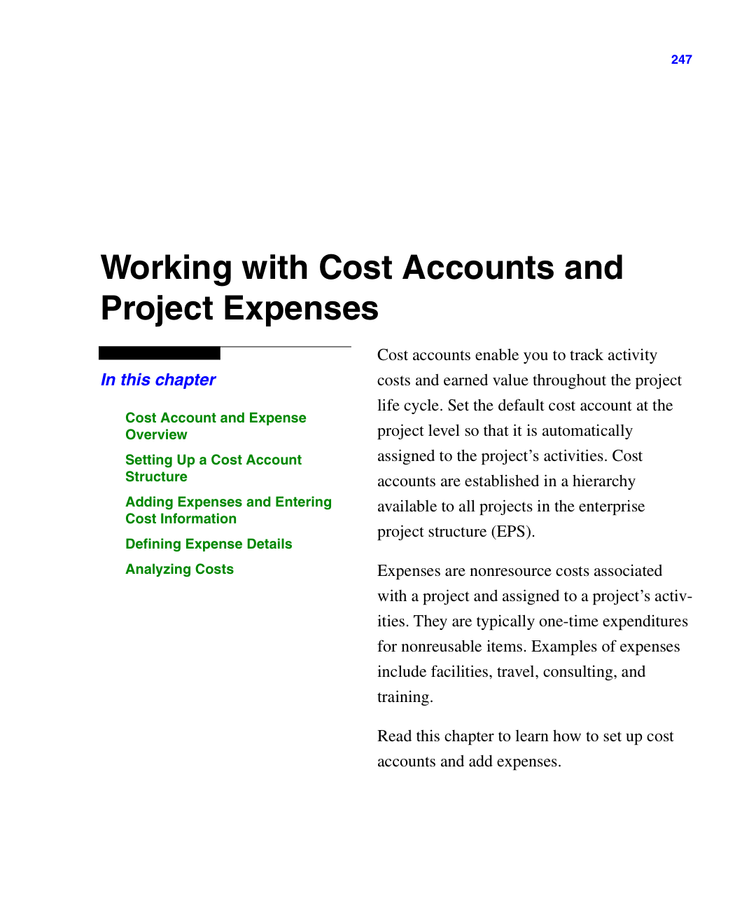 Cost Account Rollup Analysis